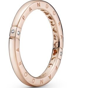 Pandora Rose Gold Ring with Silver Accents size 7